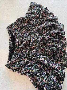 Dress Forum Black Floral Circle Skirt with Pink, Purple & Yellow Blooms
